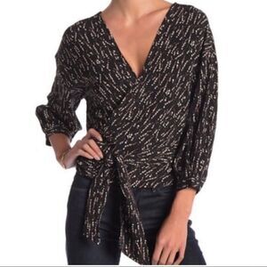 Anama 3/4 Sleeve Women’s Wrap Tie Blouse Small New